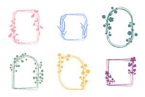 Six colorful hand drawn floral, an Object Illustration by okskukuruza