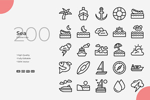 Sea Outline Icons, an Outline Icon by Bloodline