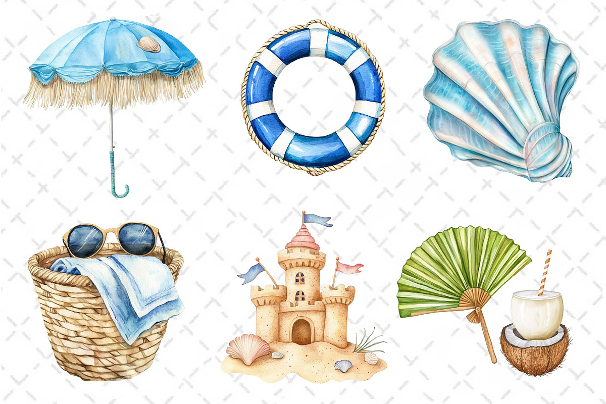 Coastal Summer Sublimation Clipart, an Illustration by Dream Creation (Photo 2 of 6)