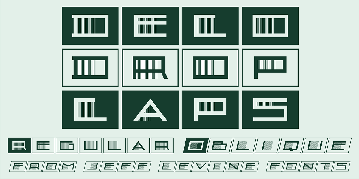 Deco Drop Caps JNL, a Symbol Font by Jeff Levine Fonts