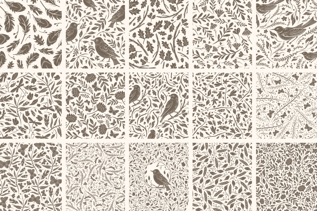 Songbirds and Floral patterns, a Pattern Graphic by Piñata (Photo 4 of 8)
