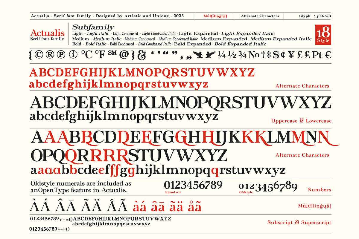 Actualis - Serif Font Family, a Serif Font by Artistic & Unique (Photo 4 of 15)