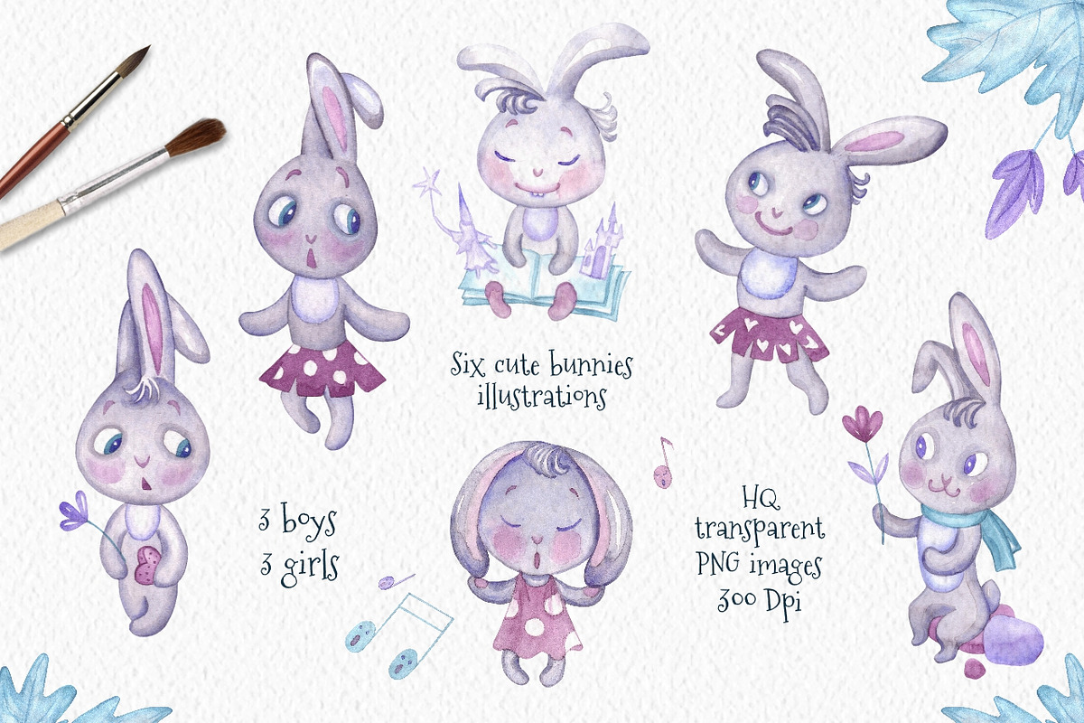 Bunny. Watercolor Сollection, an Animal Illustration by Warm Hearted Studio (Photo 3 of 7)