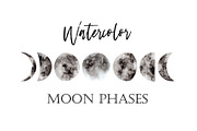 Watercolor Moon Phases, a Decorative Illustration by Slastick (Thumbnail 1 of 5)