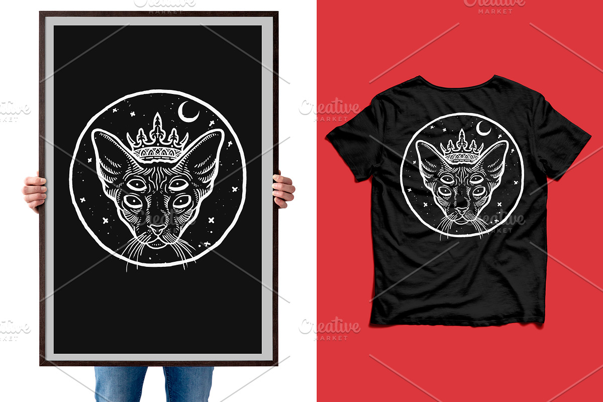 The Ruler | Cat Head T-Shirt design, an Animal Illustration by Design by sebrodbrick (Photo 1 of 2)
