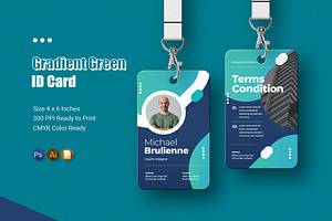 Gradient Green ID Card, a Card Template by Esensifiksi.studio