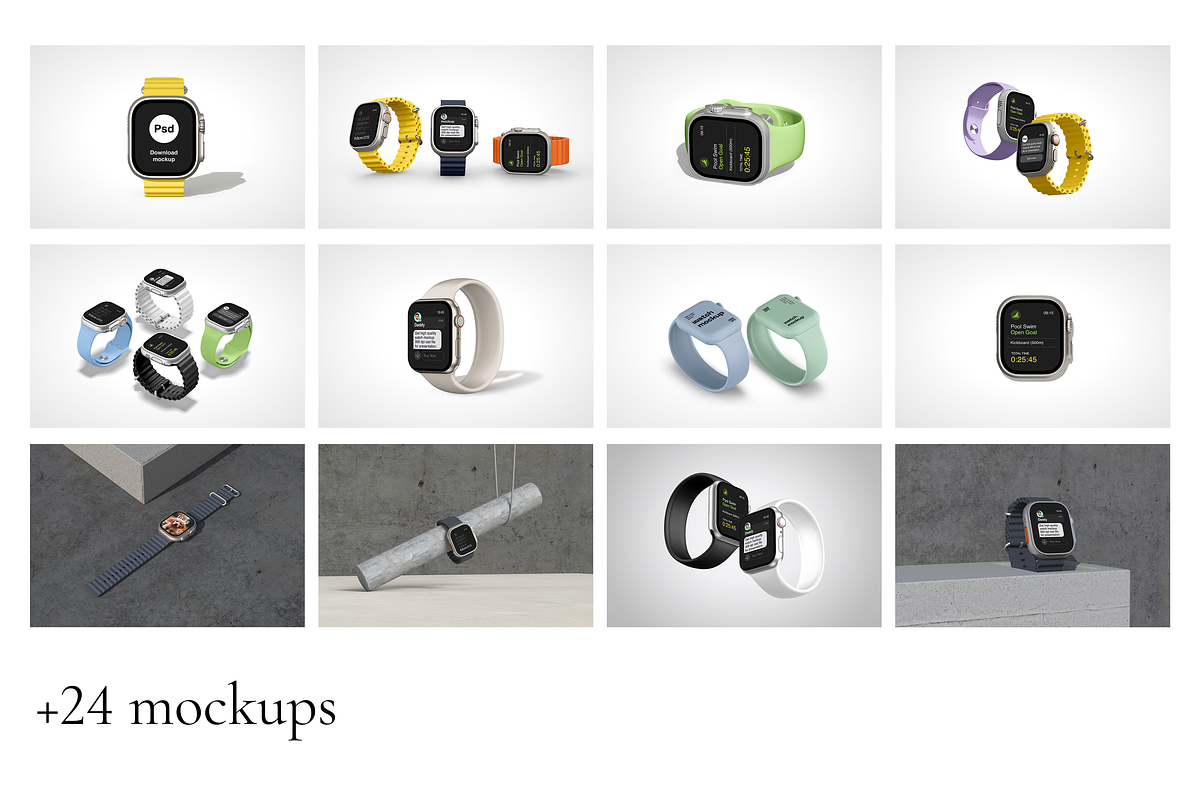 Apple Watch Mockup Bundle, a Wearable Device Mockup by Mockupdaddy (Photo 4 of 8)