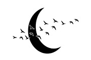 Flying Birds Moon SVG Bundle, an Illustration by yasushie (Thumbnail 8 of 31)