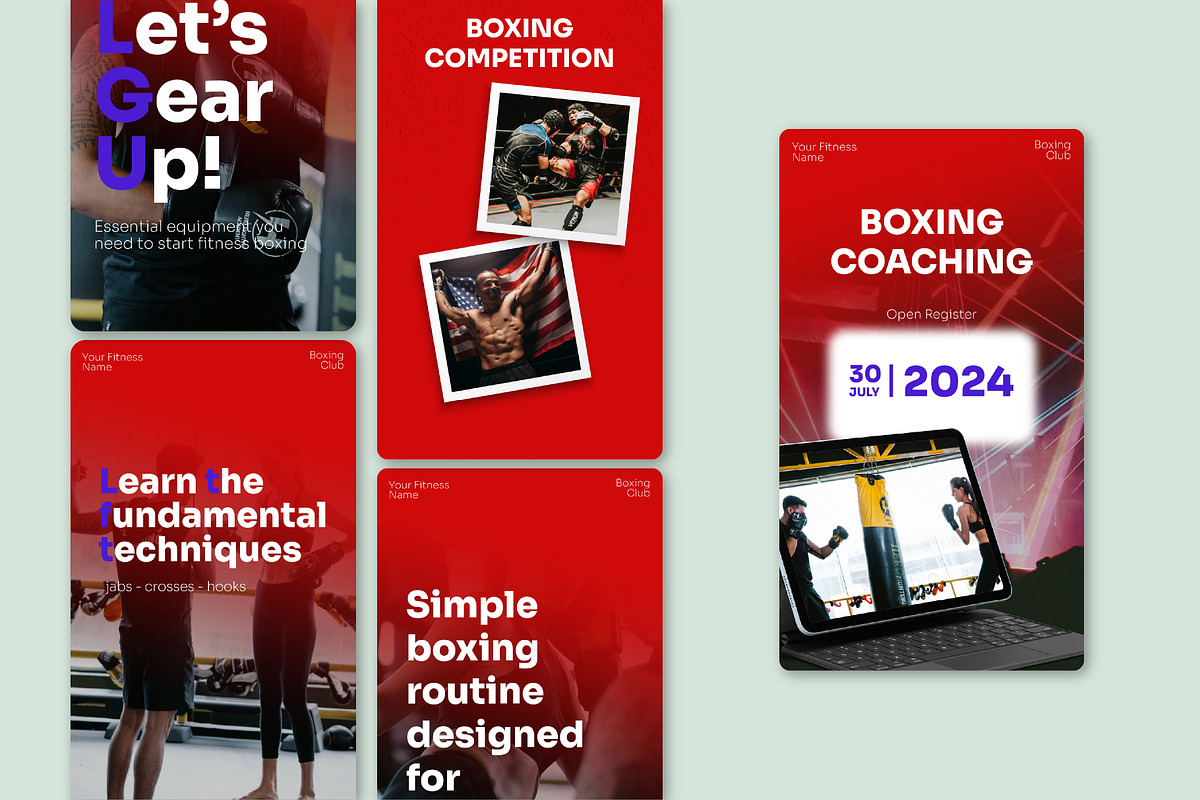 Boxing Social Media Kit Template, a Social Media Template by SecondBrain Store (Photo 8 of 10)