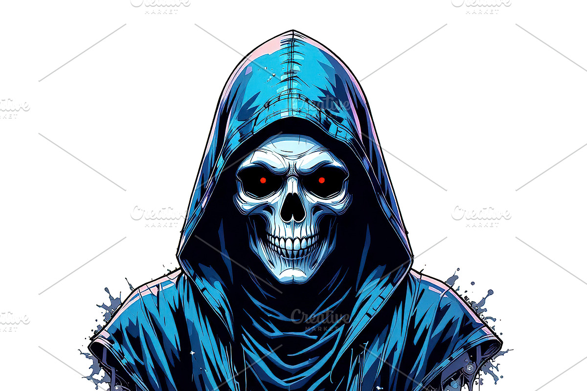 Skull wearing blue hoody. Graffiti, a Person Illustration by yod67