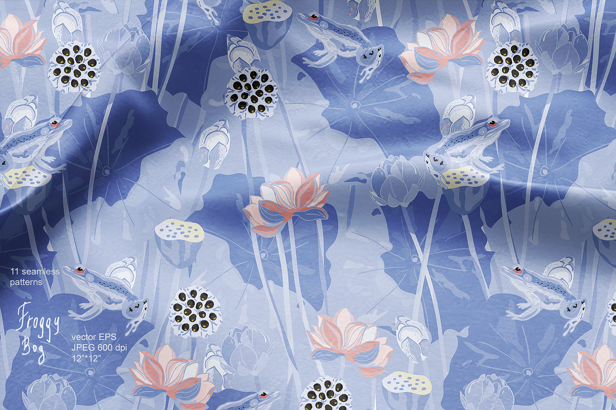 Froggy Bog seamless vector set, a Pattern Graphic by PatternsBlooming