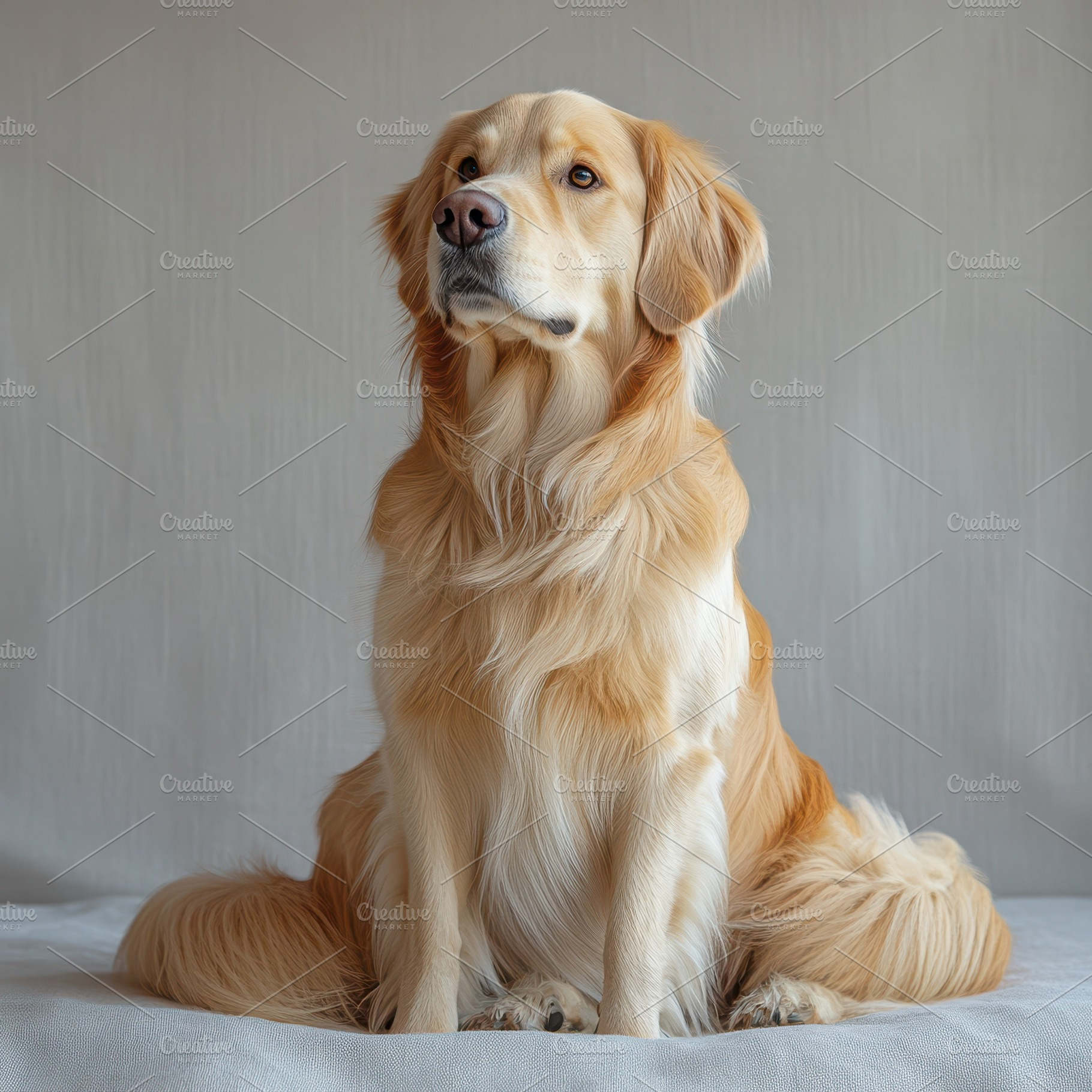Golden Retriever Dog Sitting Indoors, an Animal Photo by Pixeness Studio