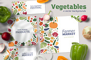 Vegetables background templates set, a Food Illustration by Good Studio (Thumbnail 1 of 6)