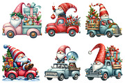 Watercolor Christmas Gnome And Truck, an Illustration by SinaCreation (Thumbnail 5 of 7)