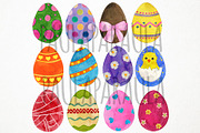 Watercolor Easter Eggs Clipart, an Object Graphic by Paulaparaula (Thumbnail 2 of 3)