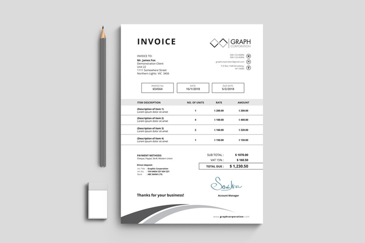 Invoice, a Stationery Template by asimalikhan555 (Photo 8 of 10)