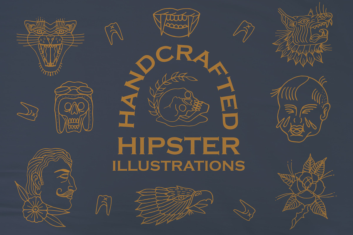 Handcrafted Hipster Illustrations, an Illustration by RobinHoldsworth (Photo 1 of 2)