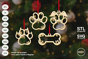 Dog Paw & Bone Christmas Tree Decor, a Decorative Illustration by ndasdesign (Thumbnail 2 of 2)