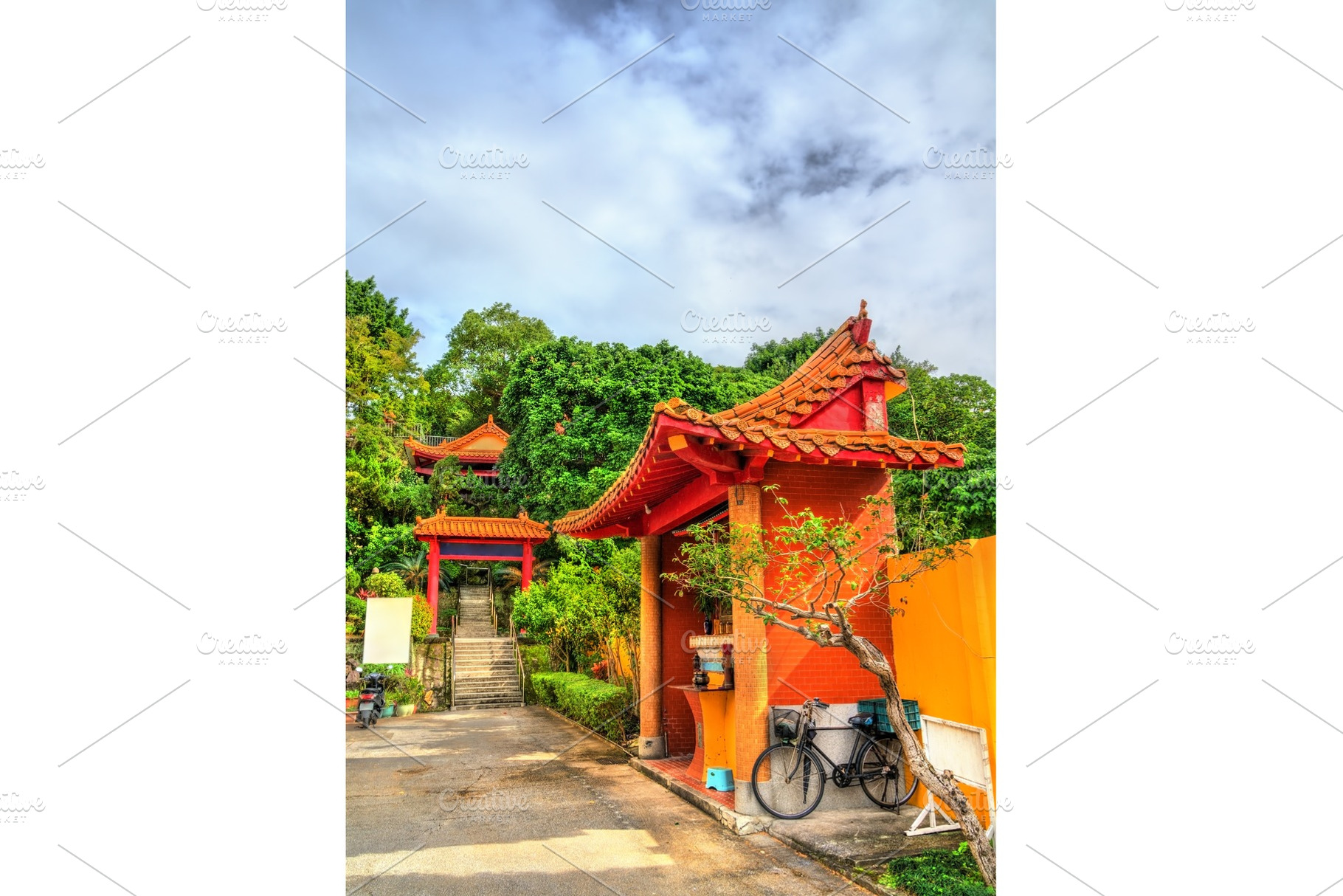 Linji huguo chan a zen buddhist containing taipei, taiwan, and temple, an Architecture Photo by Leonid Andronov