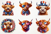 4th July Highland Cow Sublimation PN, a Seasonal Illustration by RobertsArt (Thumbnail 7 of 7)