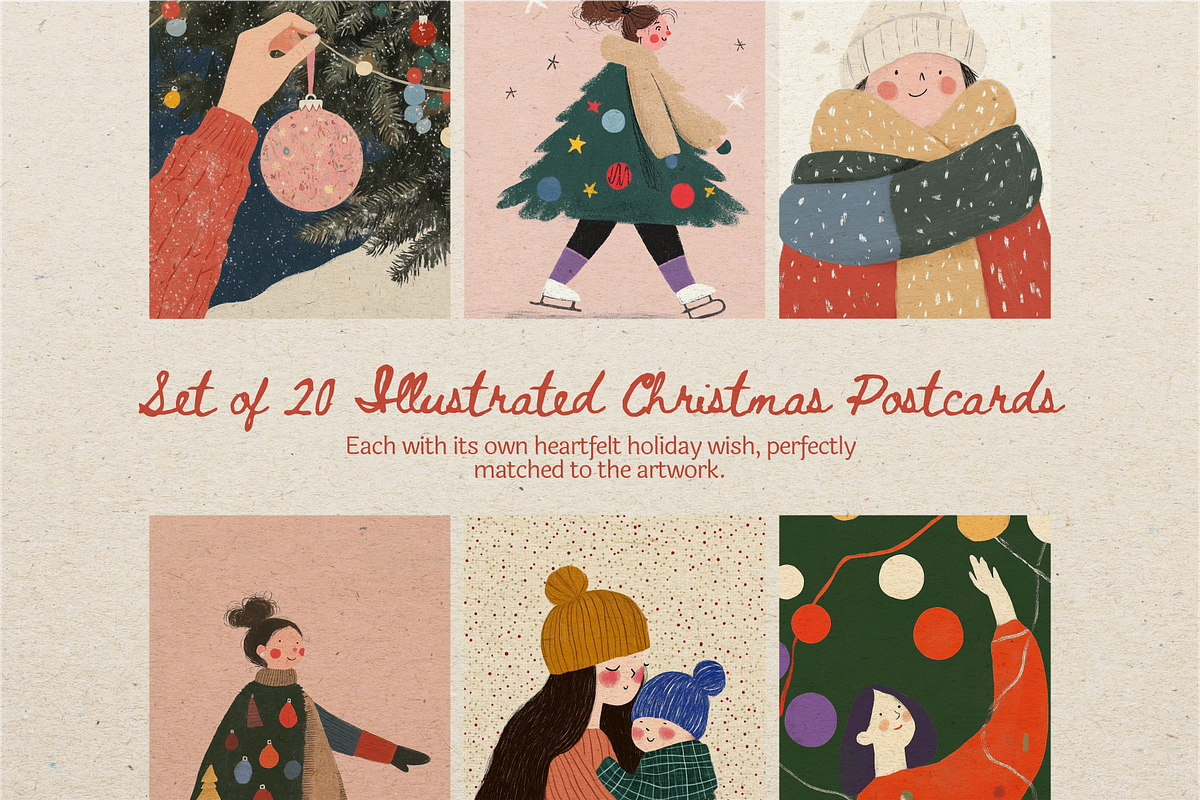 Cozy Greetings / Christmas Postcards, a Seasonal Illustration by By Arkadë (Photo 3 of 6)
