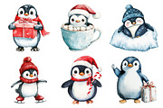Cute Penguin Christmas Clipart, an Illustration by Daily.Designs (Thumbnail 3 of 5)