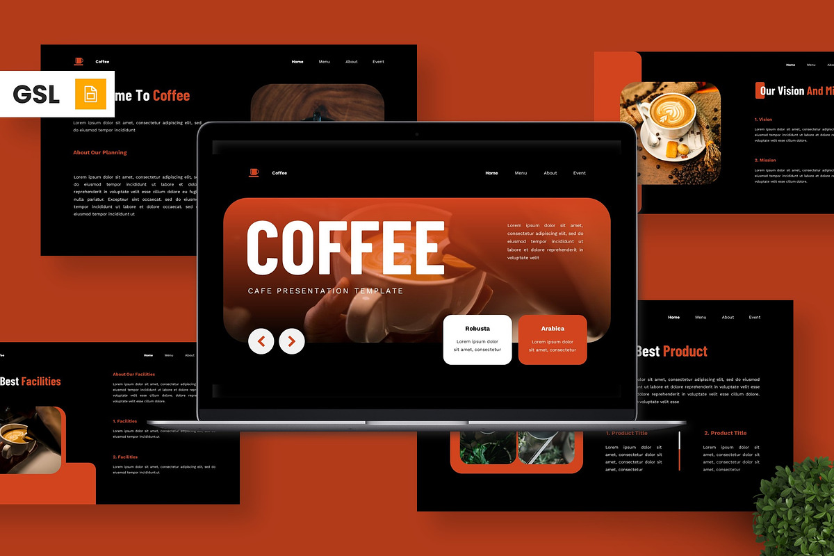 Coffee - Cafe Google Slide Templates, a Presentation Template by Deepslide Studio (Photo 1 of 6)