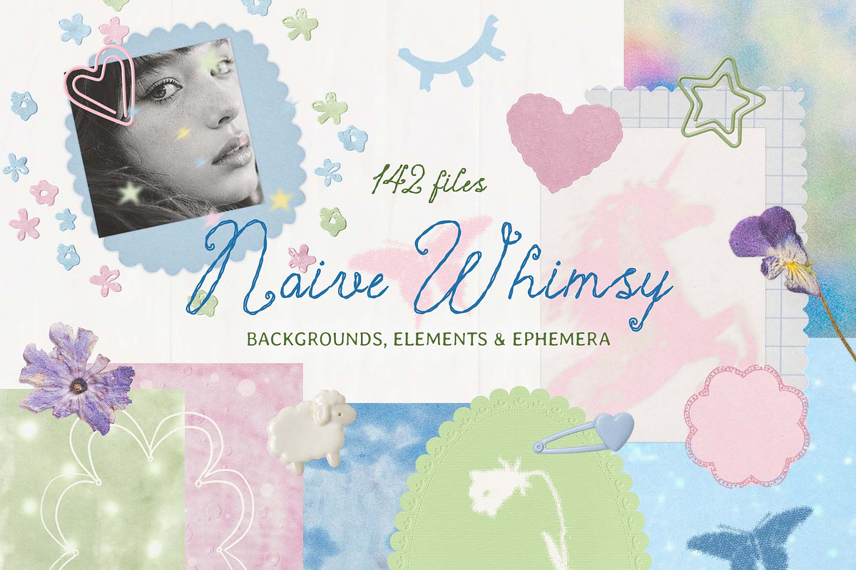 Naive Whimsy Dreamy Collage Kit, an Object Graphic by DigARTbyHavroshka (Photo 17 of 17)