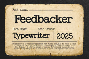 Feedbacker Typewriter, a Serif Font by Viswell