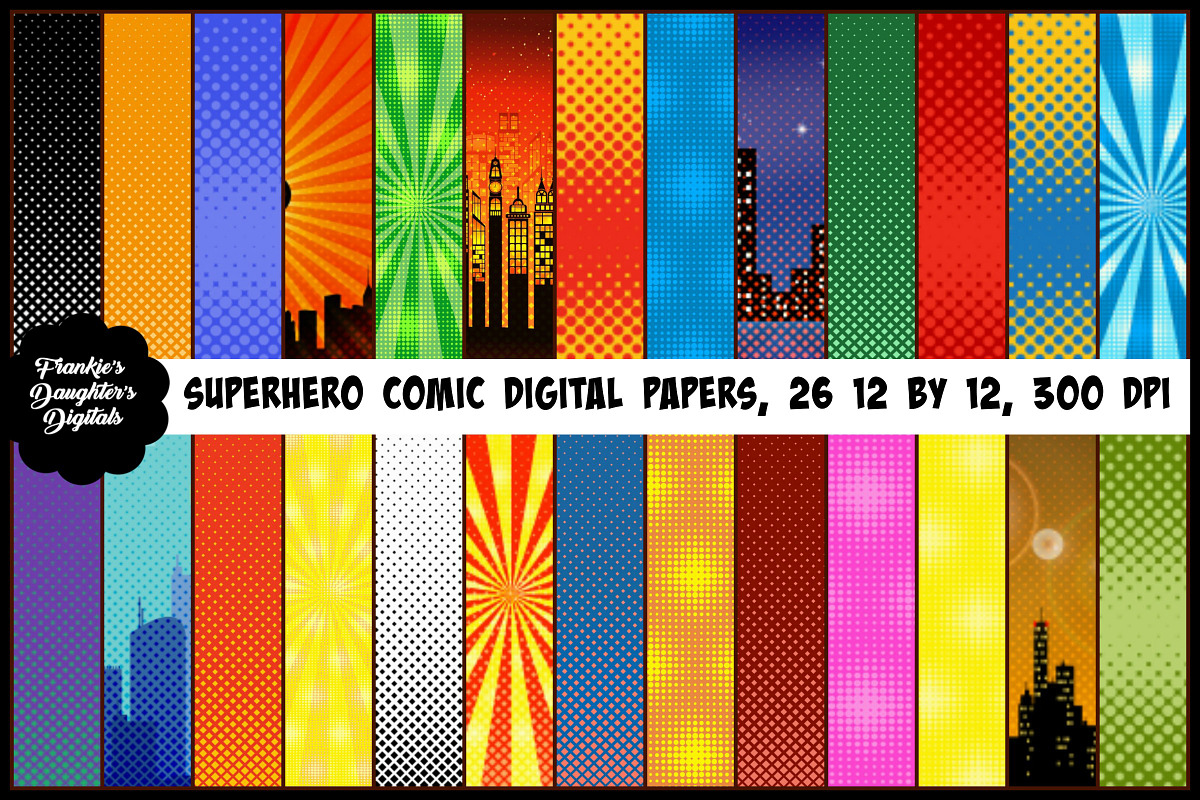 Superhero Comic Pop Art Papers, a Pattern Graphic by FrankiesDaughtersDesign (Photo 1 of 11)