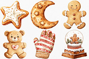 Cute Christmas Gingerbread Clipart, an Illustration by Canvas Craft (Thumbnail 3 of 7)