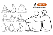 Valentines Day couples line art svg, a Person Illustration by Heartwarming Art (Thumbnail 7 of 11)