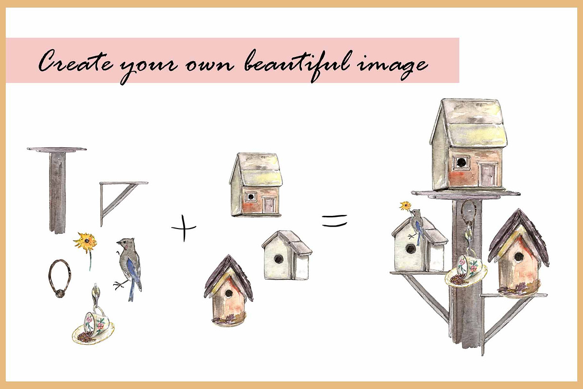 Birds & Cats-Watercolor Clipart, an Animal Illustration by VianneArt (Photo 8 of 9)