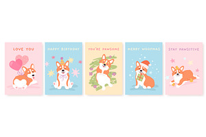 Corgi posters. Positive postcards, an Illustration by LadadikArt
