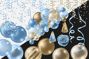 Blue And Gold Balloon Arch Clipart