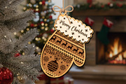 Christmas Mitten Ornament SVG Bundle, a Decorative Illustration by svgocean (Thumbnail 4 of 13)