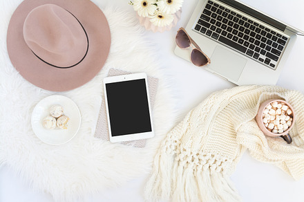 Winter Desktop + iPad Mockup
