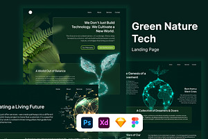 Green Tech Website Template, a Landing Page Template by Glyphminds Studios