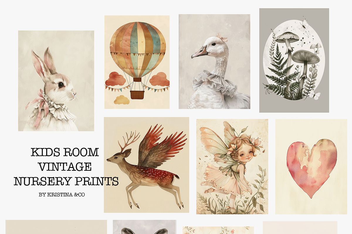 Kids Room Vintage Nursery Prints, a Background Graphic by Kristina&Co (Photo 6 of 10)