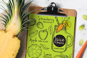 FREE! Trifold Juice Drink Menu