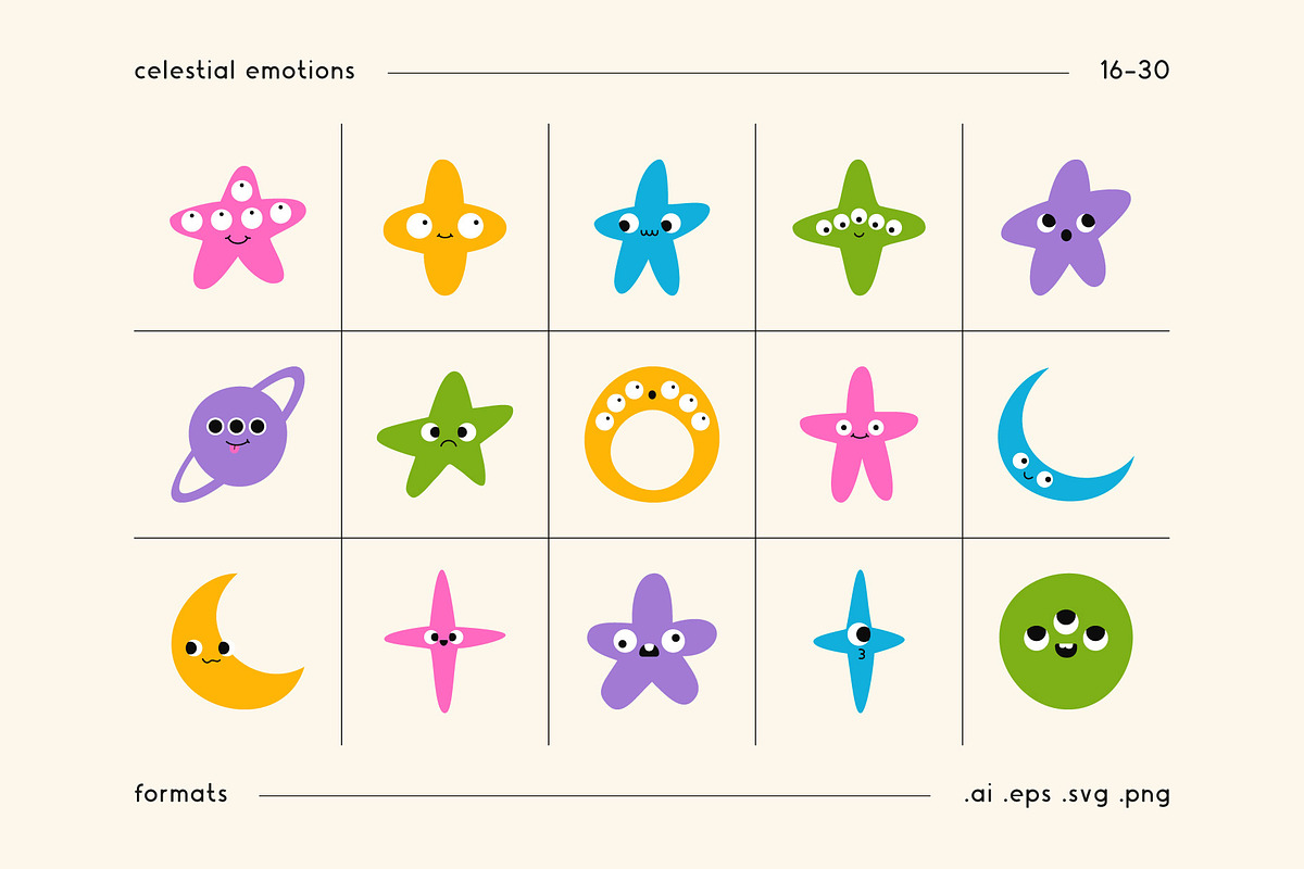 Celestial Emotions | Vector Shapes, an Object Graphic by stasylionet (Photo 4 of 8)