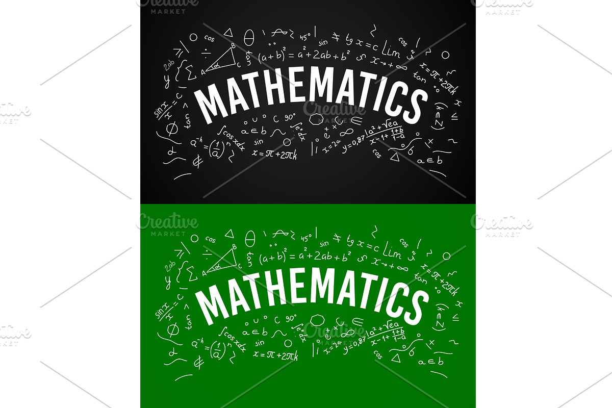 Math formulas on school blackboard, an Illustration by Vector Tradition