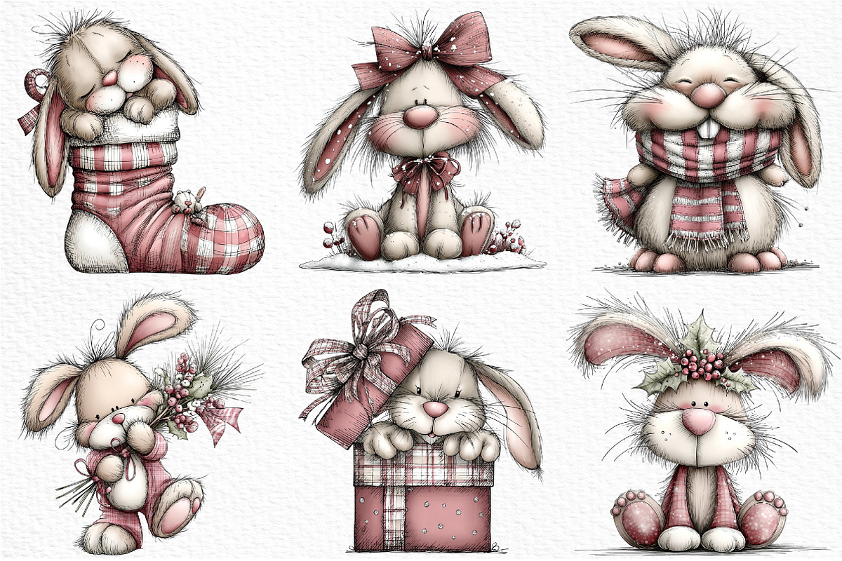 Christmas Bunny Clipart, an Illustration by Craft Nest (Photo 4 of 6)