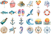 Summer Coastal Nautical Clipart, an Illustration by designcity5 (Thumbnail 2 of 5)
