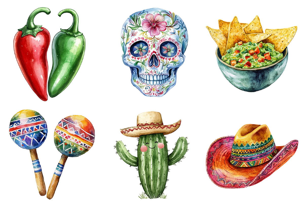 Watercolor Cinco De Mayo Clipart PNG, an Illustration by SinaCreation (Photo 3 of 5)