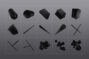 3D Black Shapes - 120 illustrations, an Object Graphic by assetpro.design (Thumbnail 4 of 15)