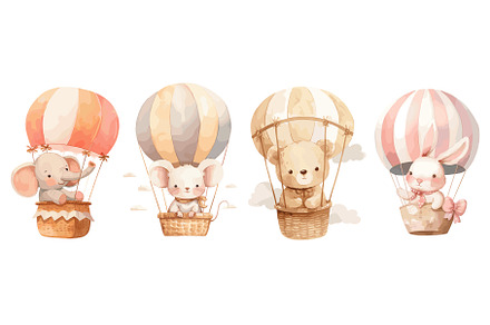Watercolor animals. Cute cartoon, an Object Illustration by Stock-Smart-Start