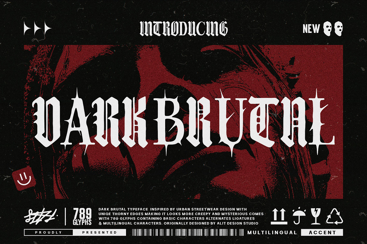 Dark Brutal Typeface, a Blackletter Font by alit design (Photo 1 of 17)