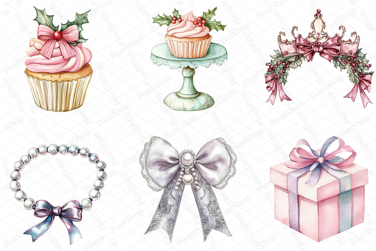 Coquette Christmas Clipart, an Illustration by DreamPrint404 (Photo 4 of 6)
