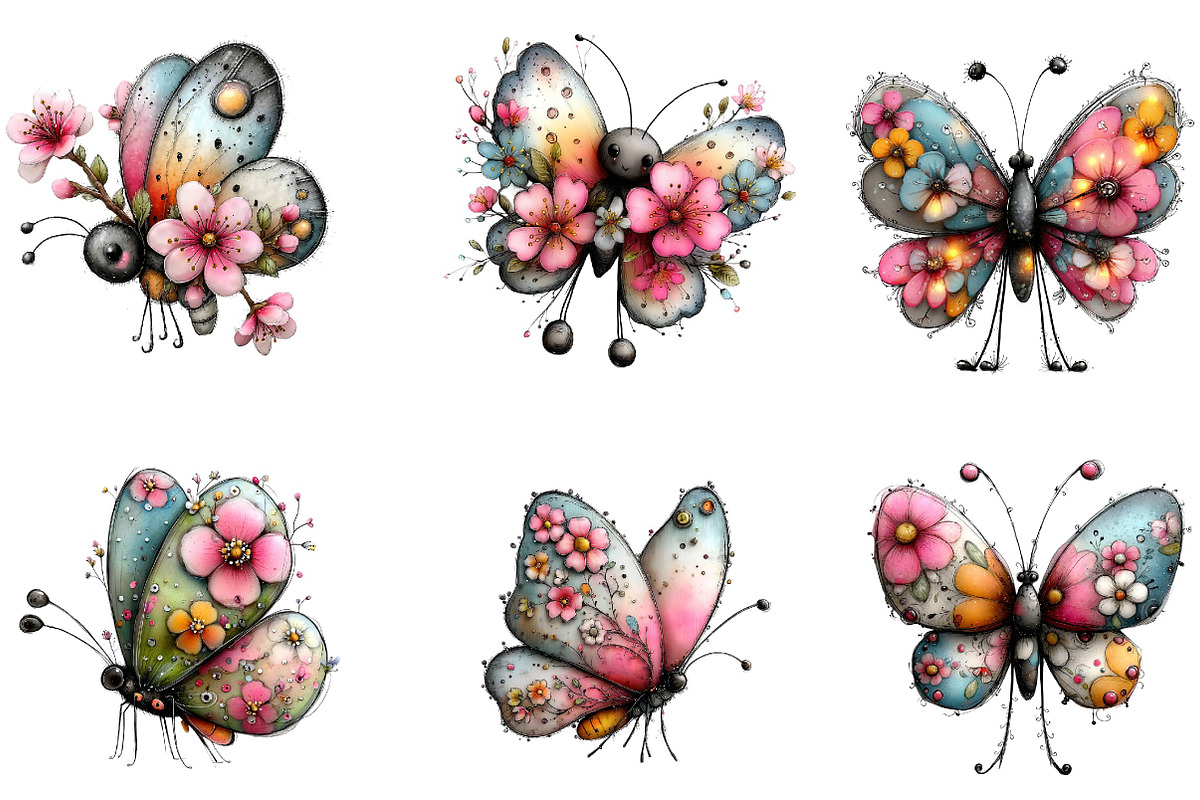 Whimsical spring Butterfly Clipart, an Illustration by CreationArt (Photo 4 of 7)